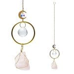Suncatcher met maan en rozenkwarts- 35 cm