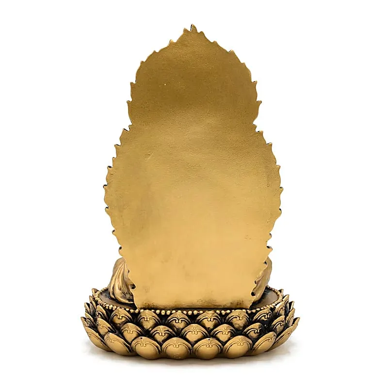 Boeddhabeeld op troon goudkleurig- 19 cm x 15,5 cm x 27 cm - Afbeelding 3