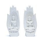 Namaste Mudra Handen met Boeddha's wit - 21 cm