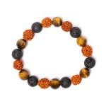 Armband rudraksha, tijgeroog en lavasteen - Afbeelding 2