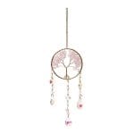 Suncatcher met levensboom en rozenkwarts