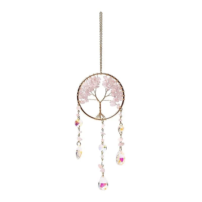 16585 Suncatcher met levensboom en rozenkwarts - Afbeelding 1