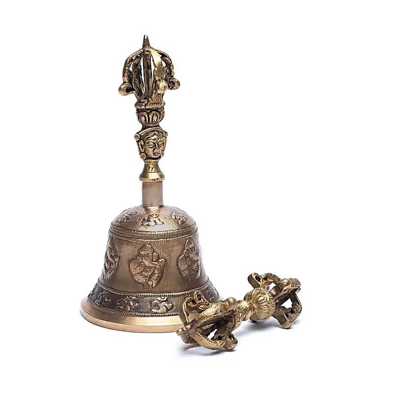 19150 Dorje & bel met Ganesha en Ohm M - ±17 cm x 8.5 cm - Afbeelding 1
