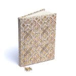 Notitieboek fluweel beige/goud met Bloem des Levens - 20 cm x 15 cm