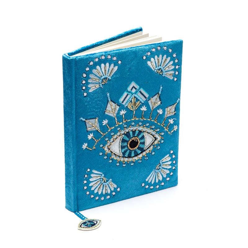 1547 Notitieboek fluweel blauw met Alziend Oog - 20 cm x 15 cm - Afbeelding 1