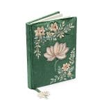Notitieboek fluweel groen met lotus - 20 cm x 15 cm