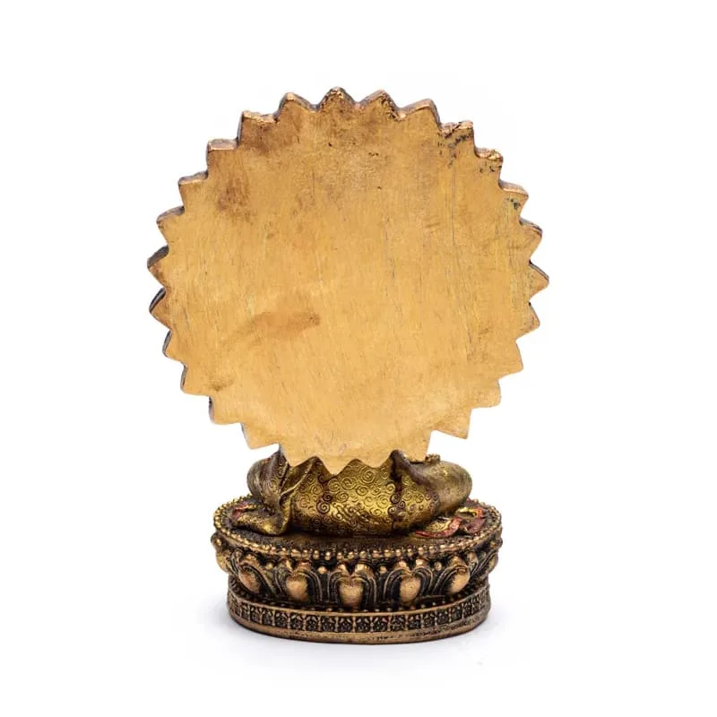 Boeddha Geruststelling met aura en troon -  12.8 cm x 8 cm x 18.5 cm - Afbeelding 3