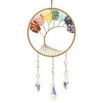 Suncatcher levensboom met chakra-stenen - ±17 cm
