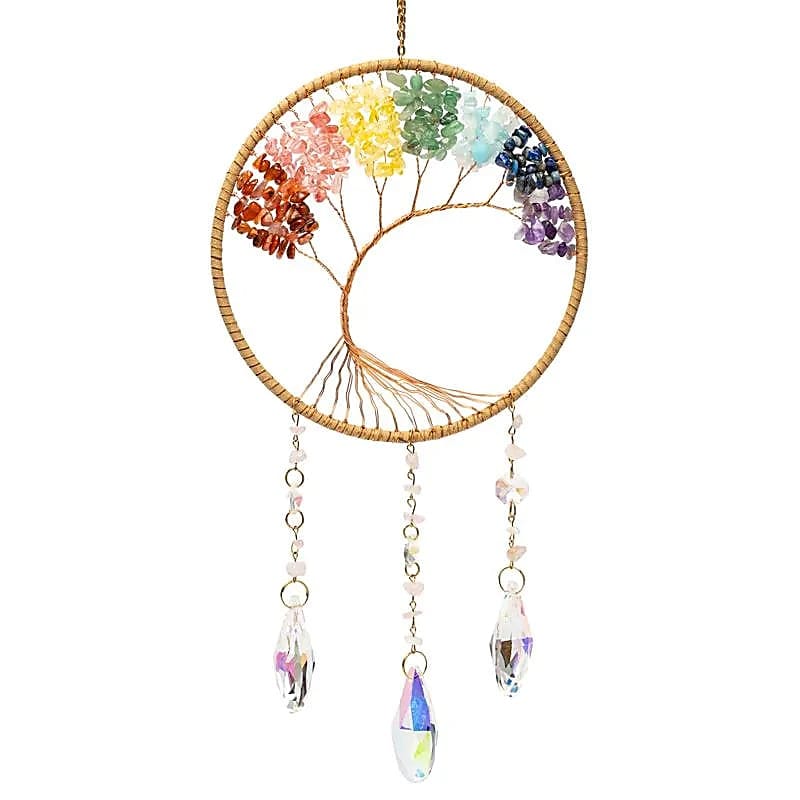 4186 Suncatcher levensboom met chakra-stenen - ±17 cm - Afbeelding 1