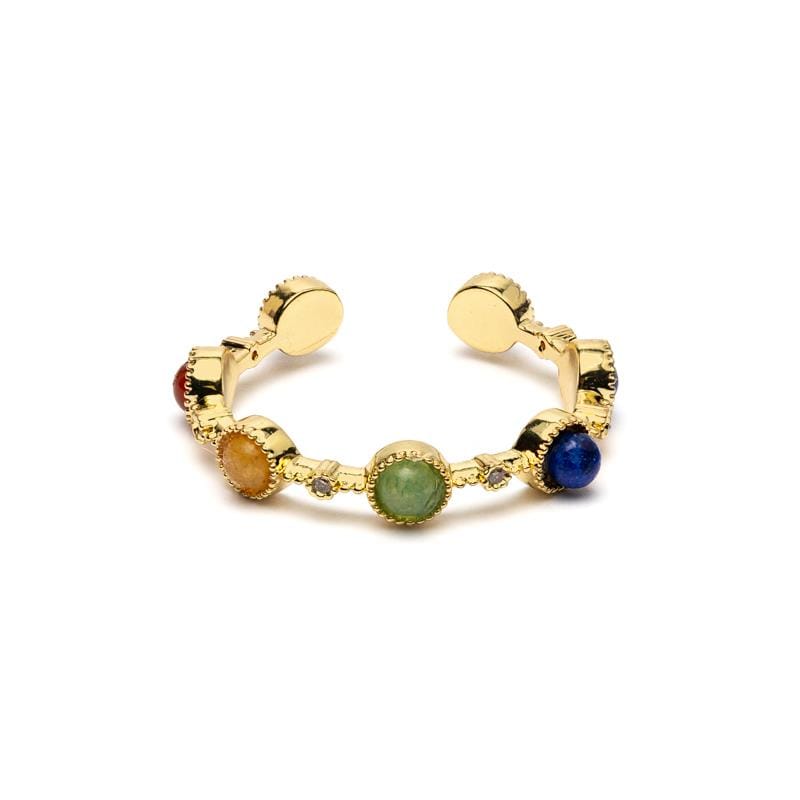 12595 Open ring met 7 chakra-stenen - ±2 cm - Afbeelding 1