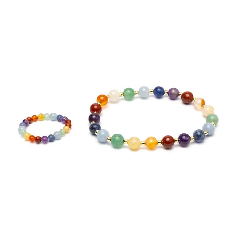 12700 Set armband + ring met goudkleurige kralen Chakra’s - Afbeelding 1