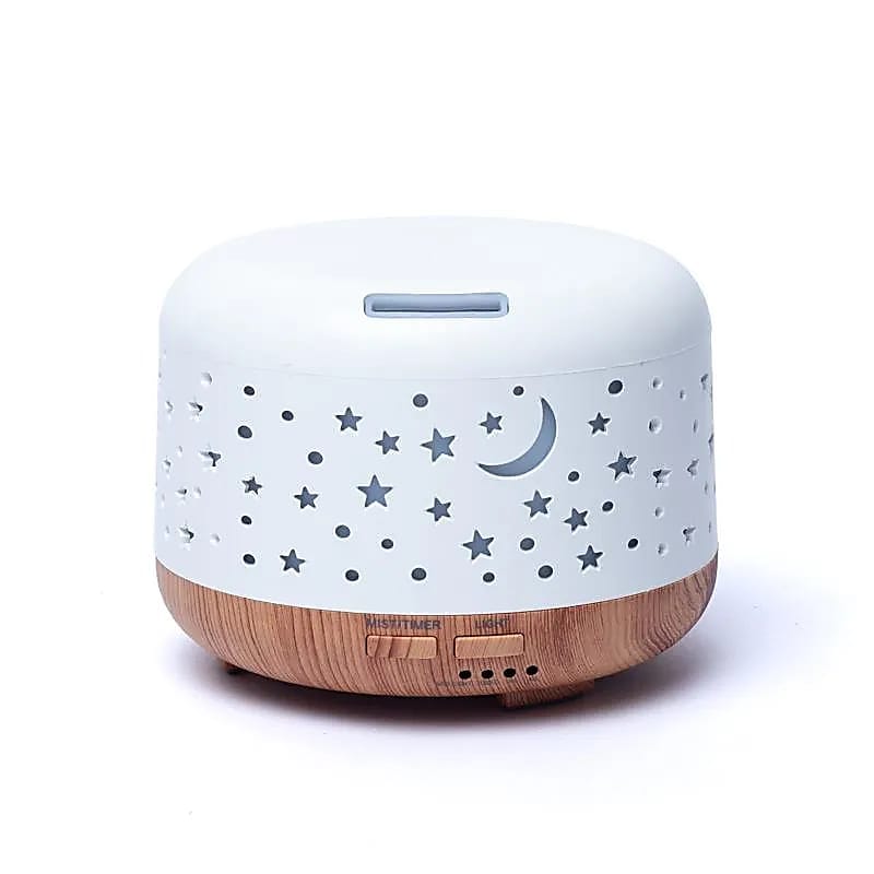 14213 Aroma diffuser Nebula rond wit / houtmotief - 13 cm x 10 cm - Afbeelding 1