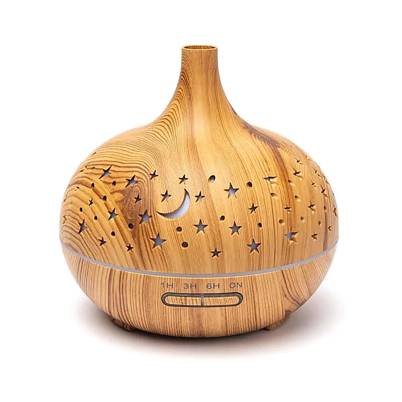 14216 Aroma diffuser Starlight rond houtmotief - 16 cm x 16 cm - Afbeelding 1