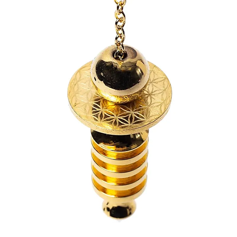 Pendel messing verguld Bloem des Levens - 5 cm - Afbeelding 3