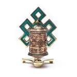 Gebedsmolen oneindige knoop + OMPMH mantra -  12,5 cm x 6 cm x 8 cm