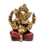 Ganesha beeld goudkleur -  14,3 cm x 10,5 cm x 17,7 cm
