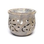 Wierookbrander en olieverdamper sterren en maantjes zeepsteen - 14 cm